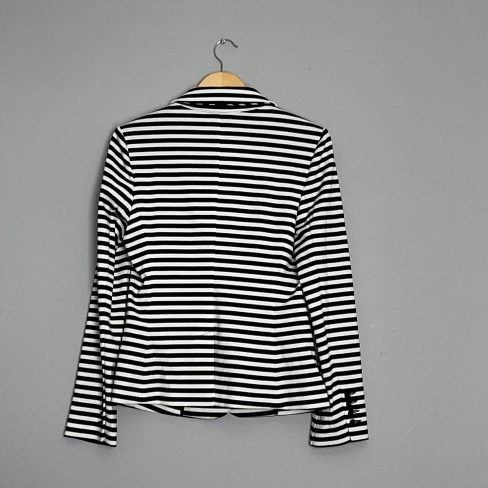 Blk/Wht Striped Cotton Blazer - Picture 2 of 5